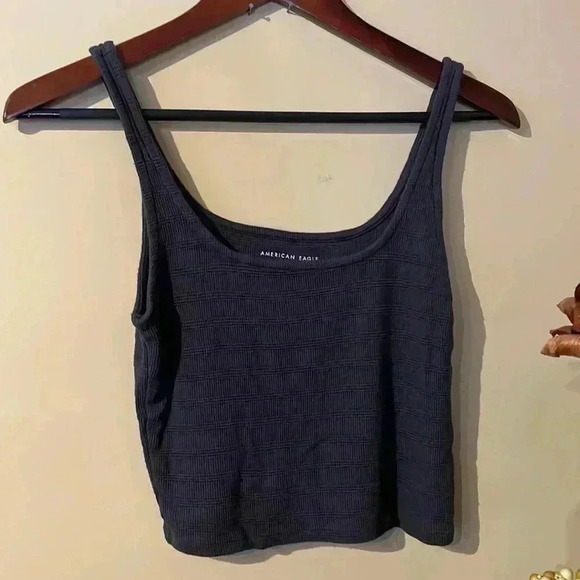 American Eagle Women’s Small Slate Blue Crop Top - Picture 1 of 6